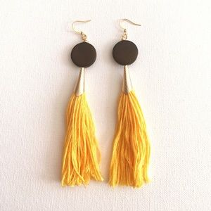 Yellow tassel earrings